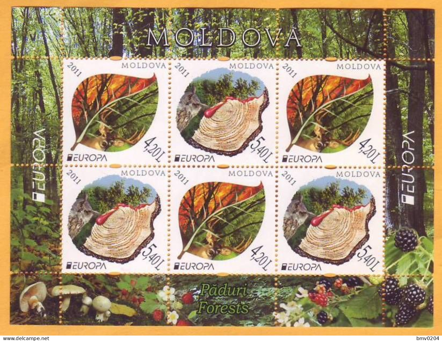 2011 Moldova Moldavie  Europa Cept  Forest, Trees, Flowers, Mushrooms, Fauna H-Blatt Mint - 2011