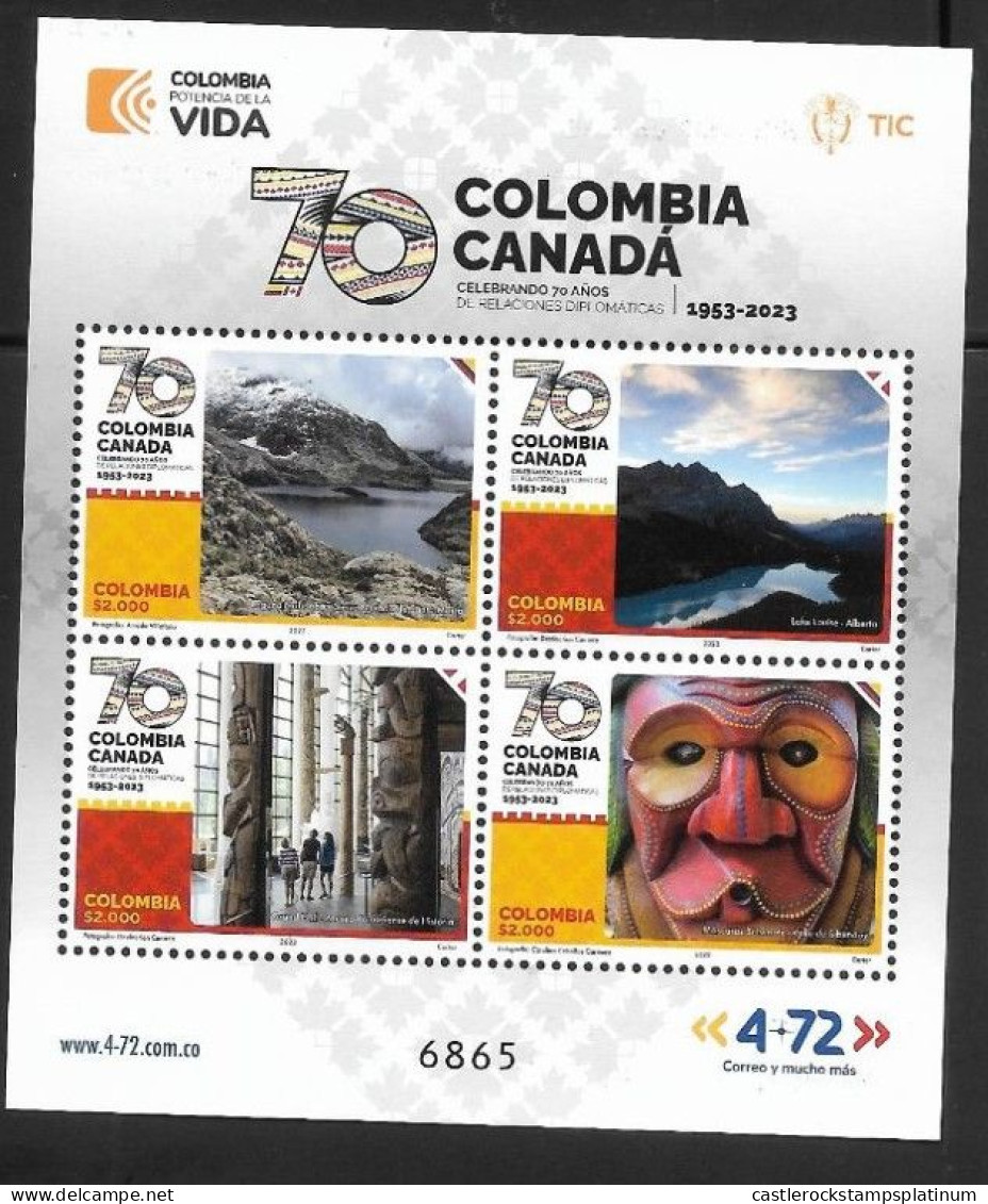 O) 2023 COLOMBIA. DIPLOMATIC RELATIONS WITH CANADA, MOKOROS - SIBUNDOY VALLEY, NABABO LAGUNA - SIERRA NEVADA ANTA MARTA. - Colombia