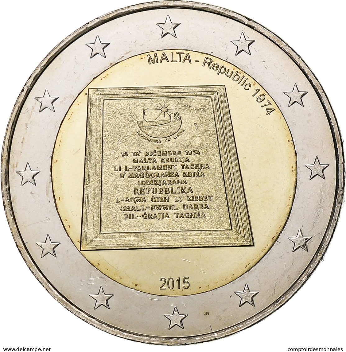 Malte, 2 Euro, 2015, Paris, Bimétallique, SPL - Malta