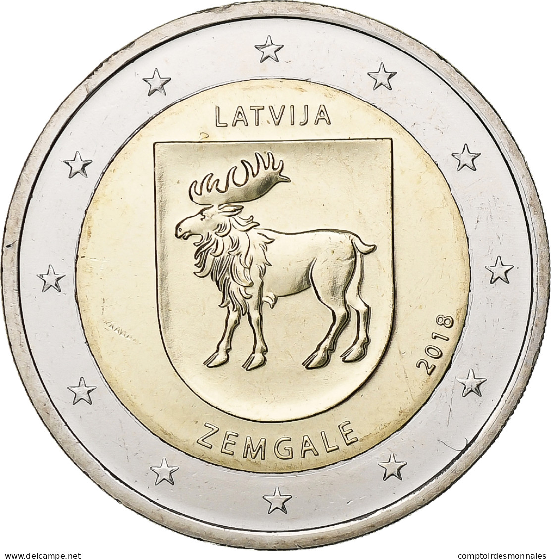Latvia, 2 Euro, Zemgale, 2018, SPL, Bimétallique - Letonia