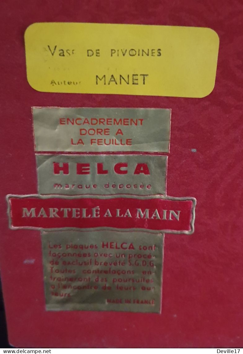PLAQUE EMAIL HELCA (PROCEDE DEPOSE BREVETE) MARTELEE A LA MAIN - LES "PIVOINES" DE MANET - Other & Unclassified