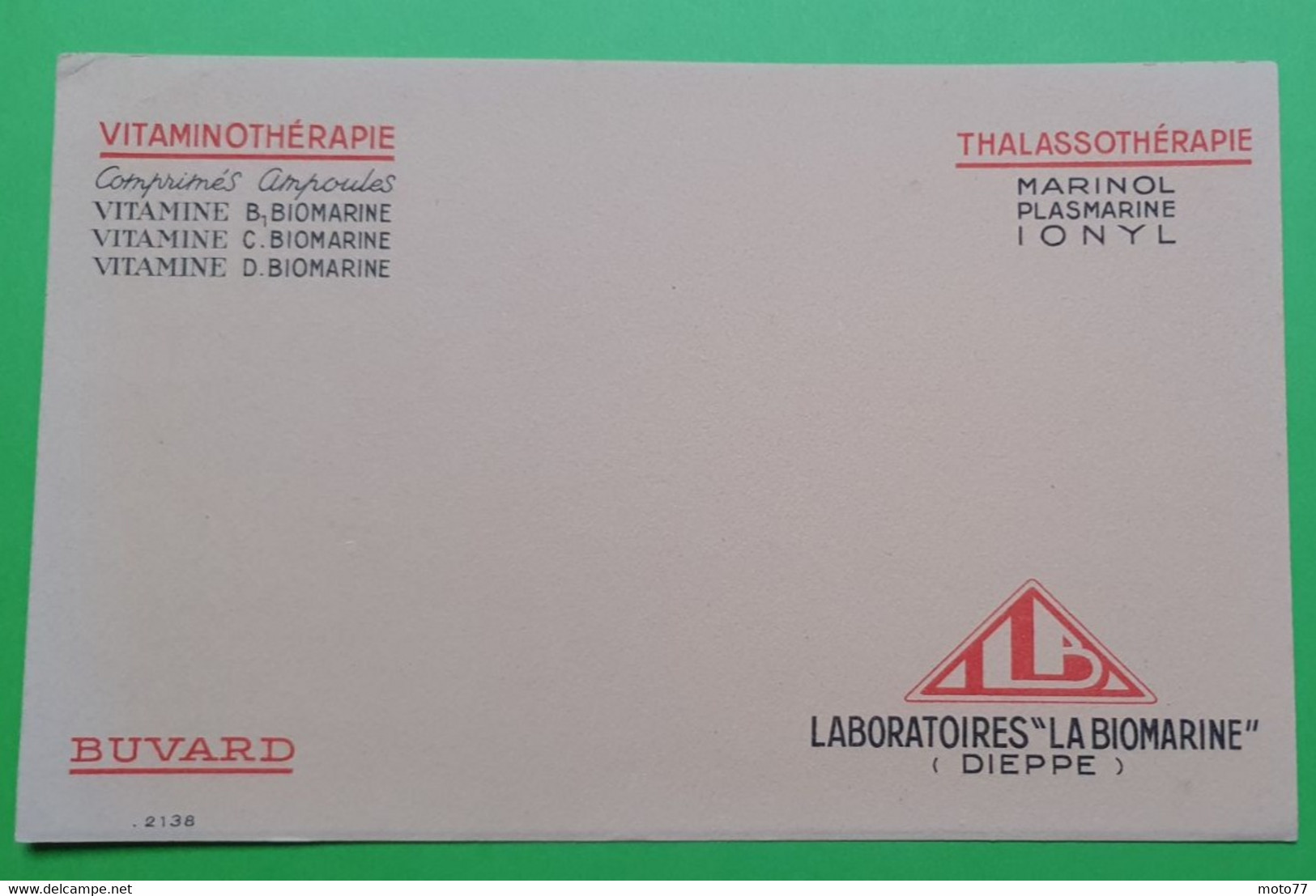 Buvard 1106 - Laboratoire LA BIOMARINE - VITAMINOTHERAPIE - Etat D'usage: Voir Photos - 18 X 12 Cm Environ - Années 1950 - Produits Pharmaceutiques