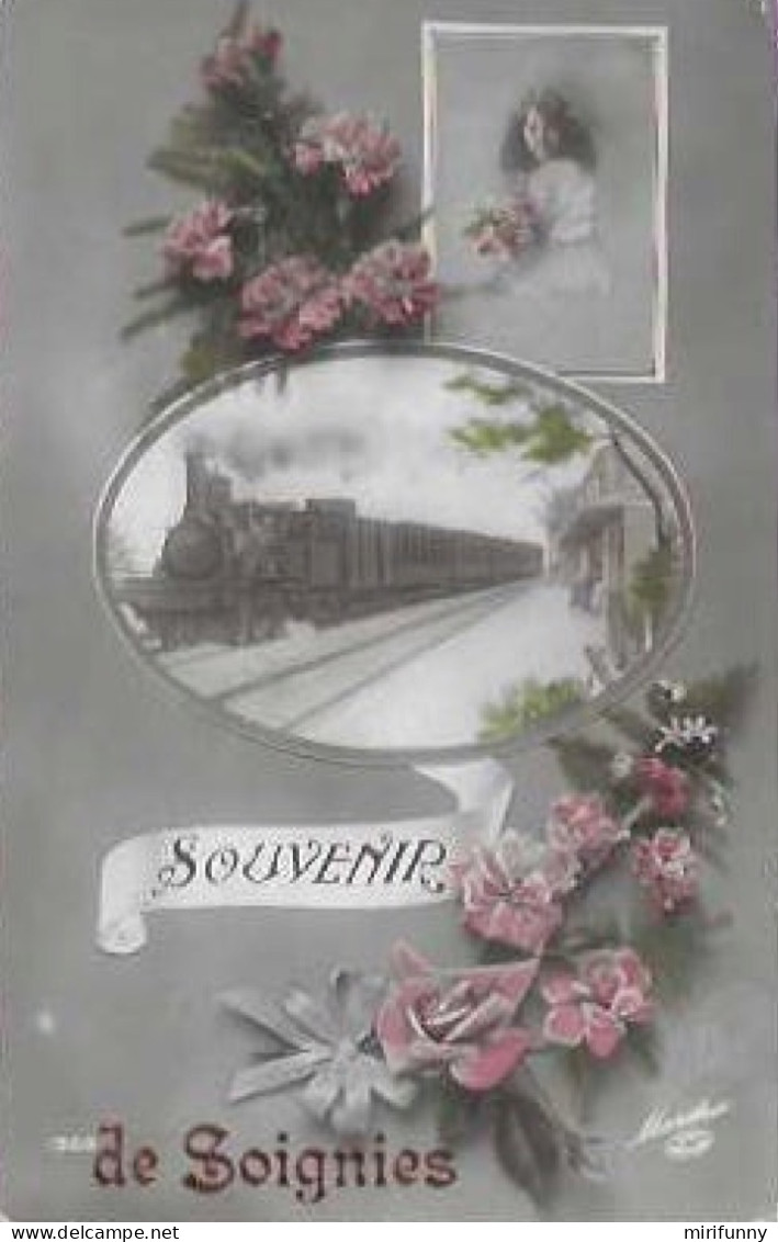 SOIGNIES/SOUVENIR DE/TRAIN/FLEURS/FILLETTE/ILLUSTRATION MARTHA  VPF DEPOSE N 1960 - Soignies