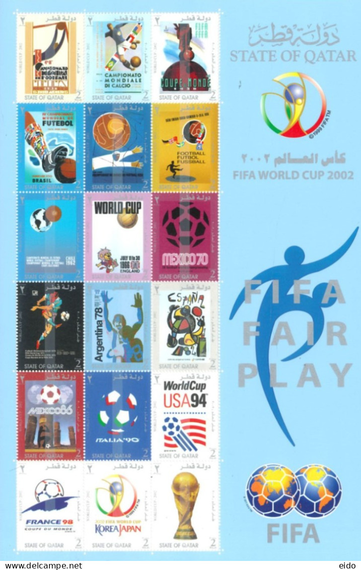 QATAR - 2002 - WORLD CUP FOOTBALL CHAMPIONSHIP JAPAN, STAMPS SHEETLET OF 18. SG # 1103/20, UMM(**). - Qatar