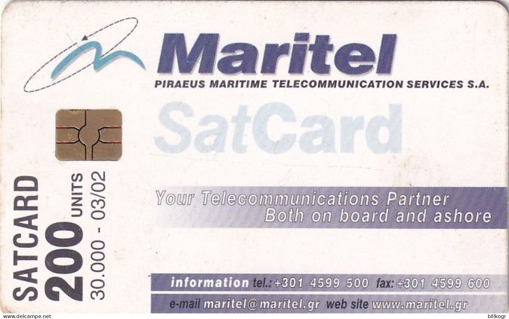 GREECE - Maritel Satellite Card 200 Units, Tirage 30000, 03/02, Used - Grèce