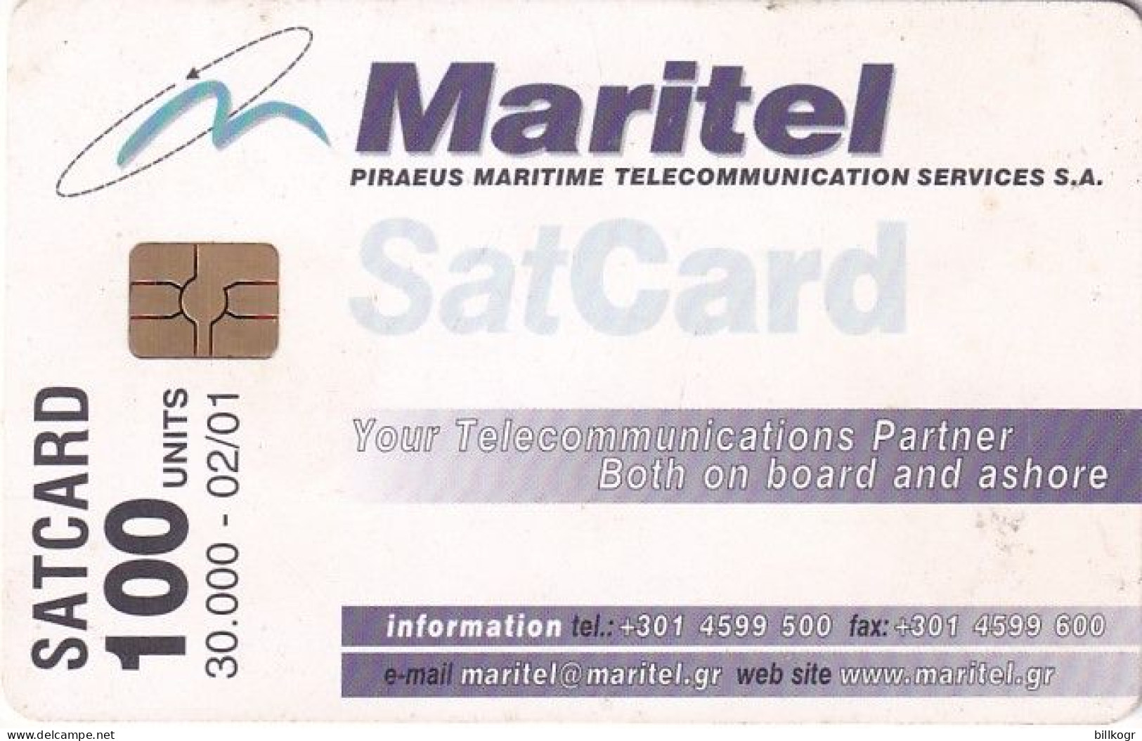 GREECE - Maritel Satellite Card 100 Units, Tirage 30000, 02/01, Used - Grèce