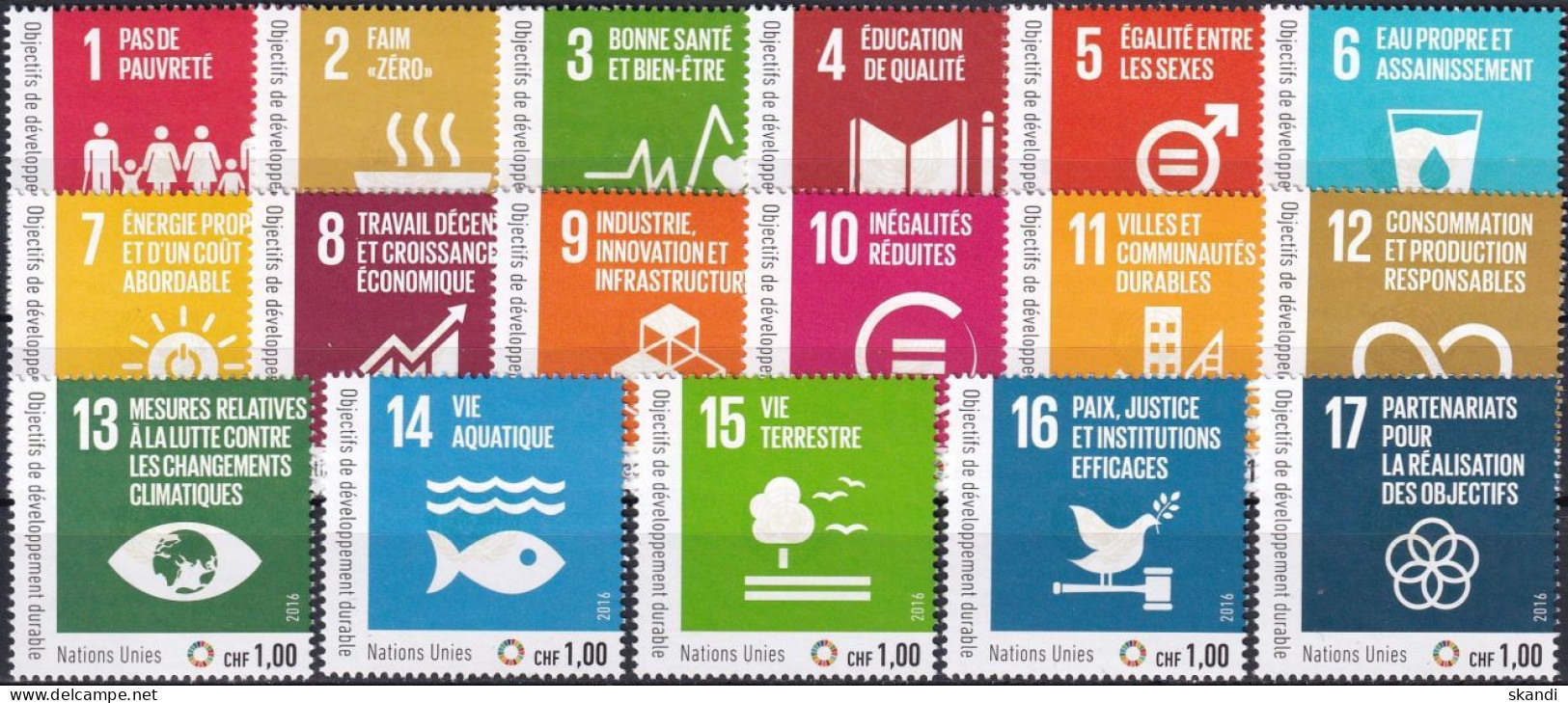 UNO GENF 2016 Mi-Nr. 973/89 Einzelmarken ** MNH - Unused Stamps