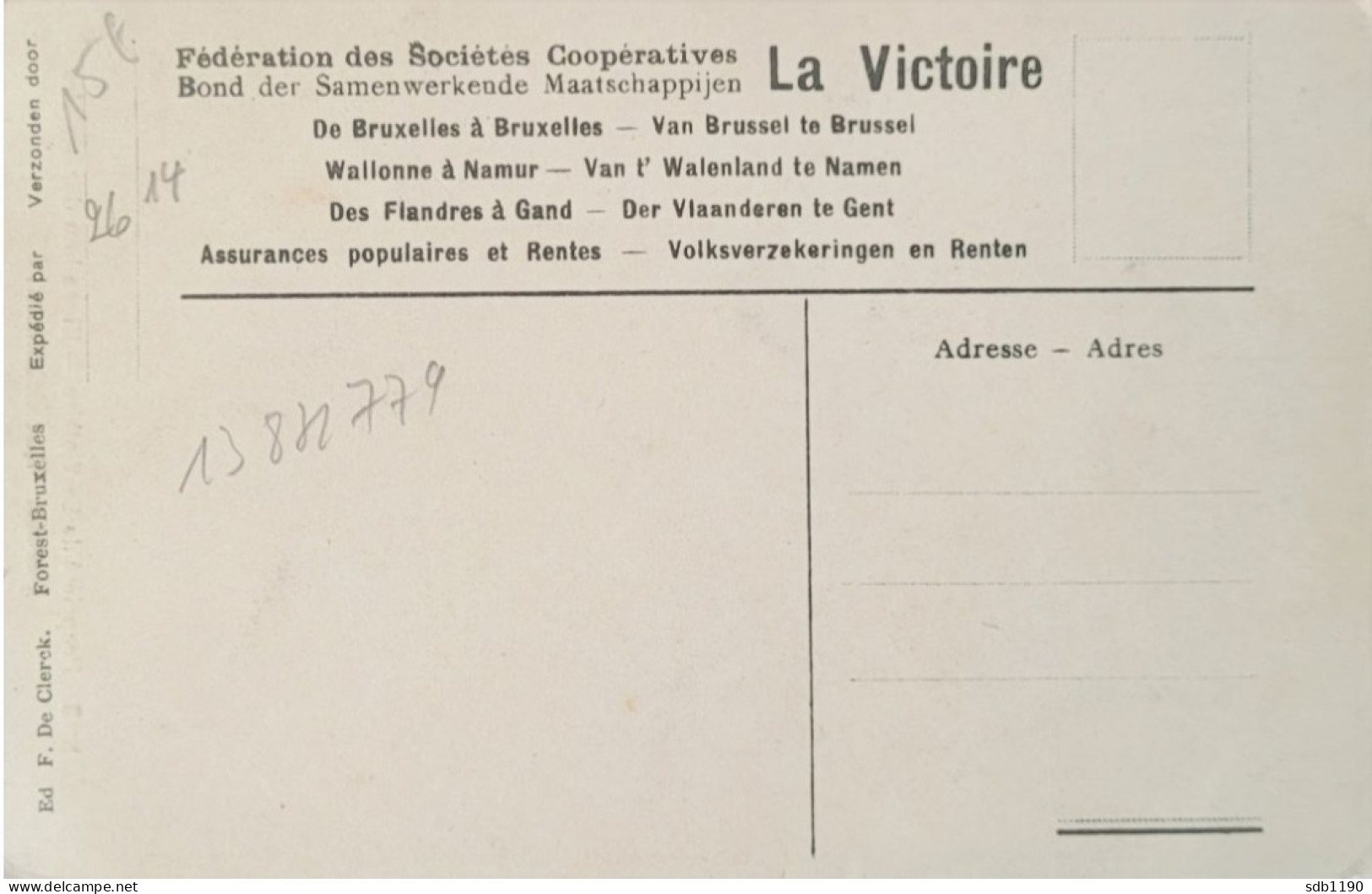 Forest - Propriété De La Victoire, Rue Bethléem 89 (Ed. F. De Clerck N° 8), Non Circulée - Forest - Vorst