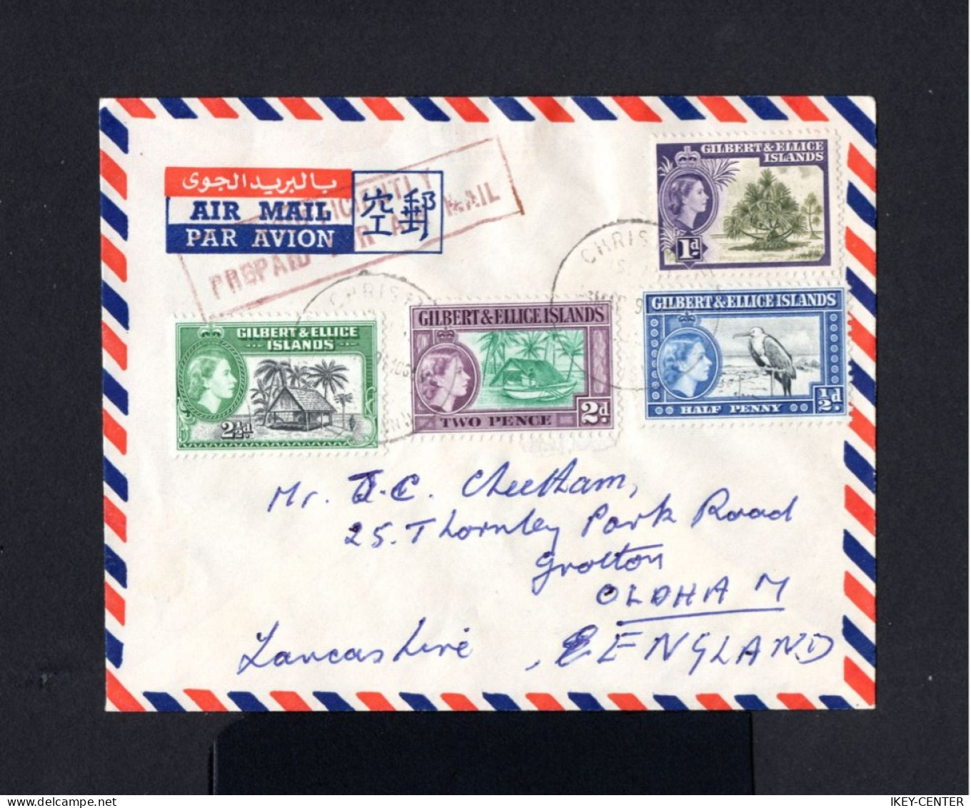 10170-GILBERT & ELLICE ISLANDS-AIRMAIL COVER CHRISTCHURCH.1959.British Colonies.Brief.Enveloppe AERIEN - Isole Gilbert Ed Ellice (...-1979)