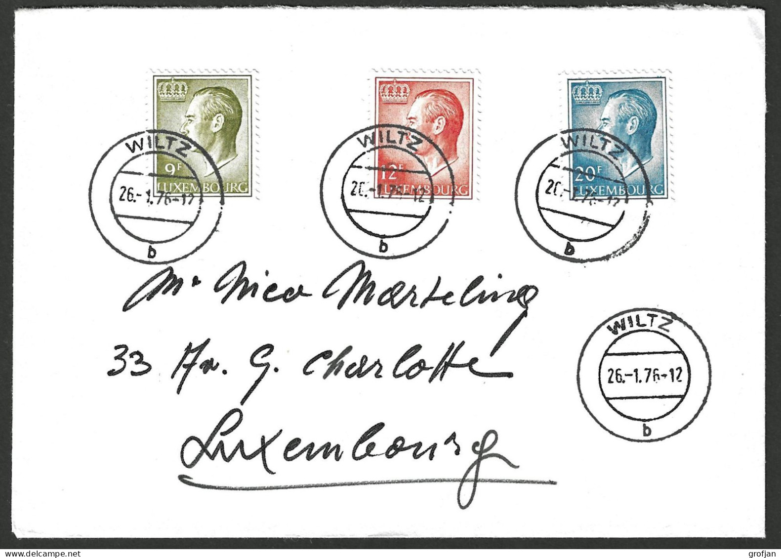 Lettre Wiltz-Luxembourg; Jean No. 919-921; 1976 - Ganzsachen