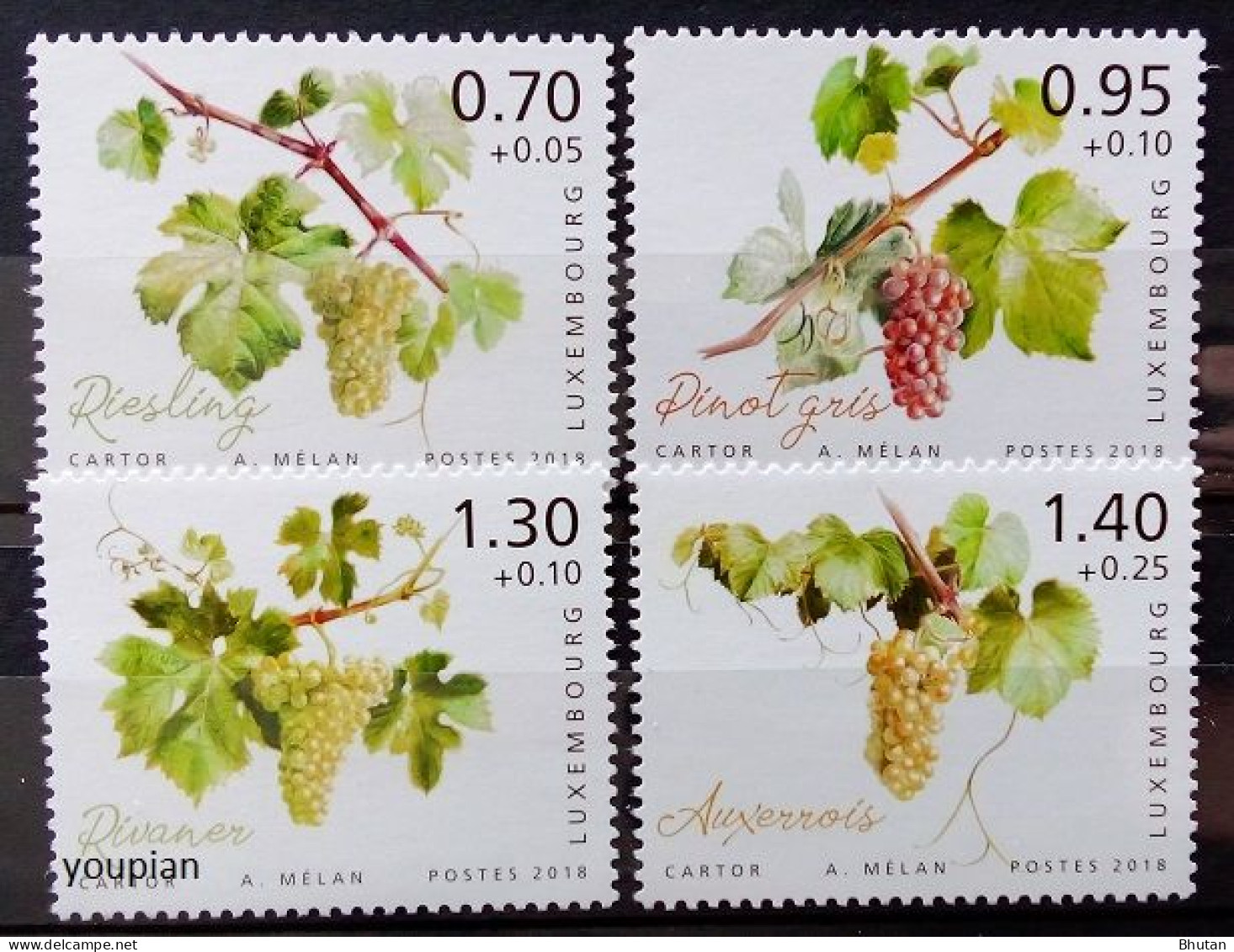 Luxembourg 2018, Winemaking - Grapes, MNH Stamps Set - Ungebraucht