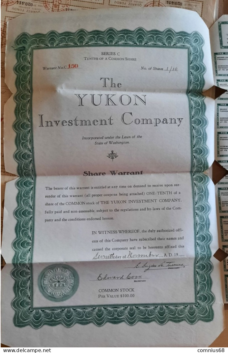 State Of Washington - The Yukon Investment Company - Share Warrant - One Tenth Of A Common Share Of 100 Dollars - W - Z