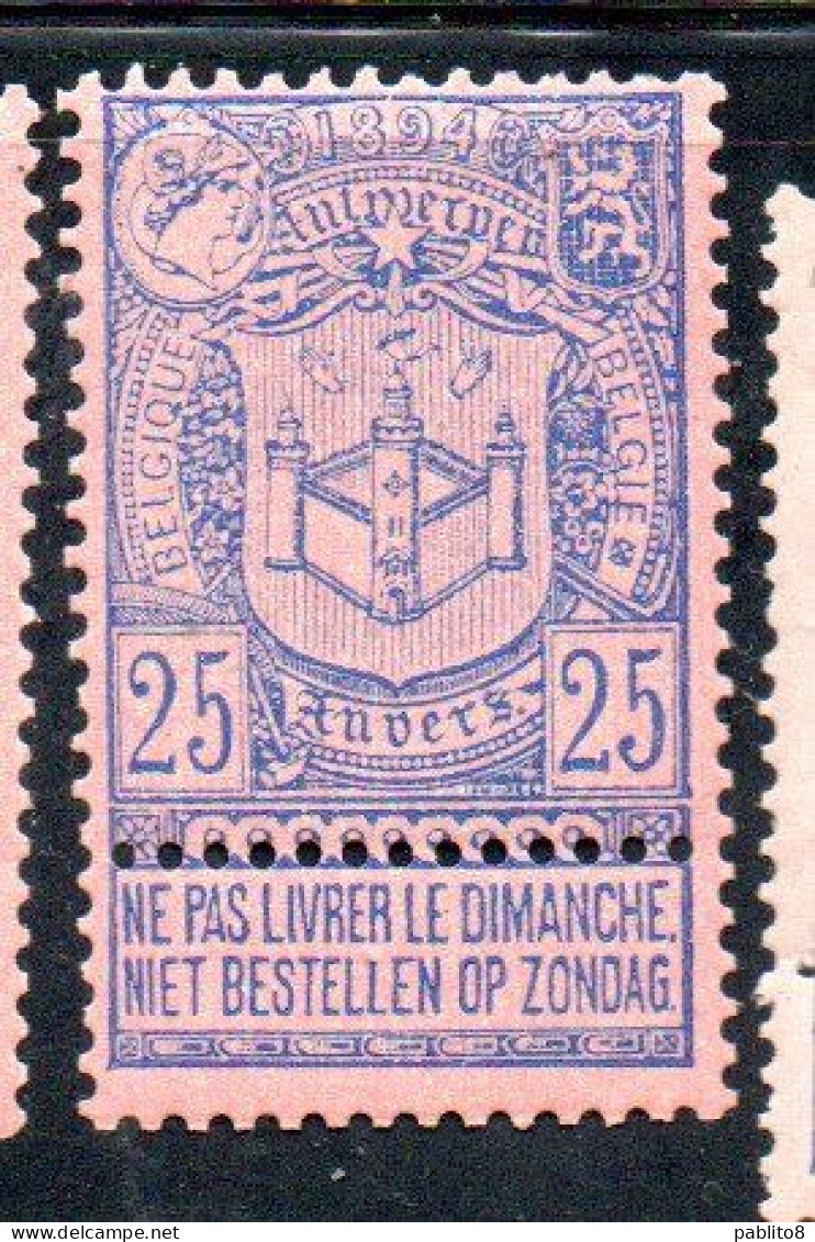 BELGIQUE BELGIE BELGIO BELGIUM 1894 COAT OF ARMS ANTWERP EXHIBITION ISSUE 25c MNH - 1894-1896 Ausstellungen