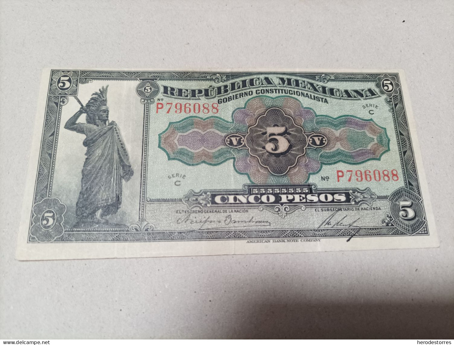 Billete De México 5 Pesos Del Año 1915 - Mexique