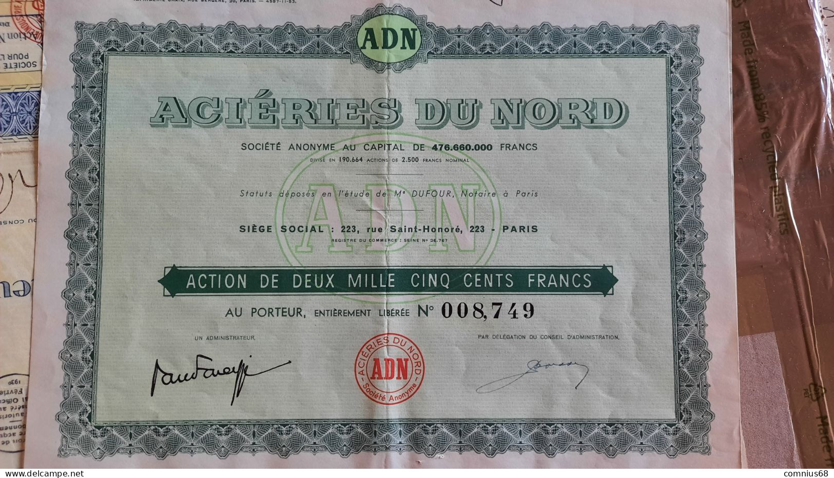 Action - 2500 Francs - Aciéries Du Nord - A - C