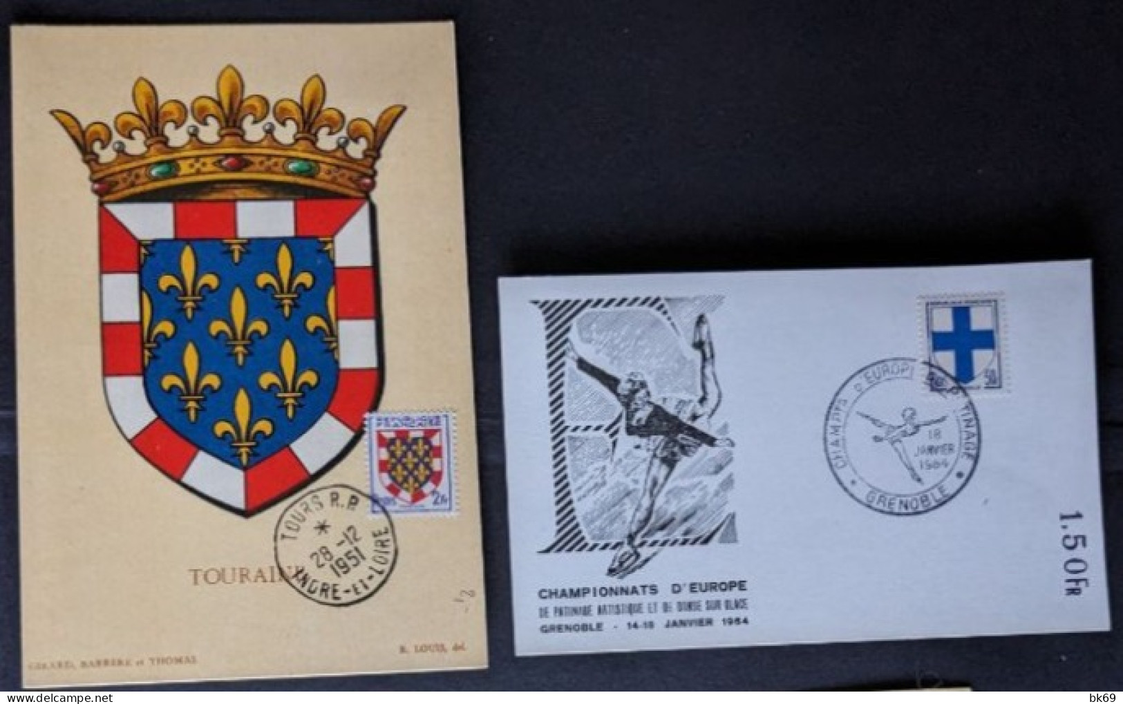 3+1 Carte, Armoiries, Blasons : Lille, Nice Marseille, Tourraine - 1950-1959