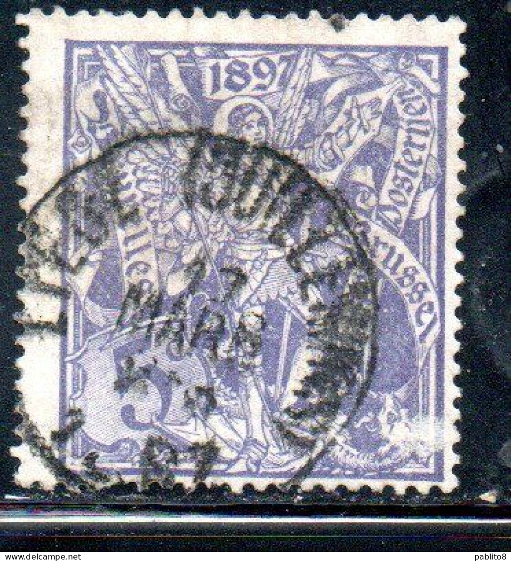 BELGIQUE BELGIE BELGIO BELGIUM 1896 1897 BRUSSELS EXHIBITION ISSUE ST. MICHAEL AND SATAN 5c USED OBLITERE' USATO - 1894-1896 Expositions