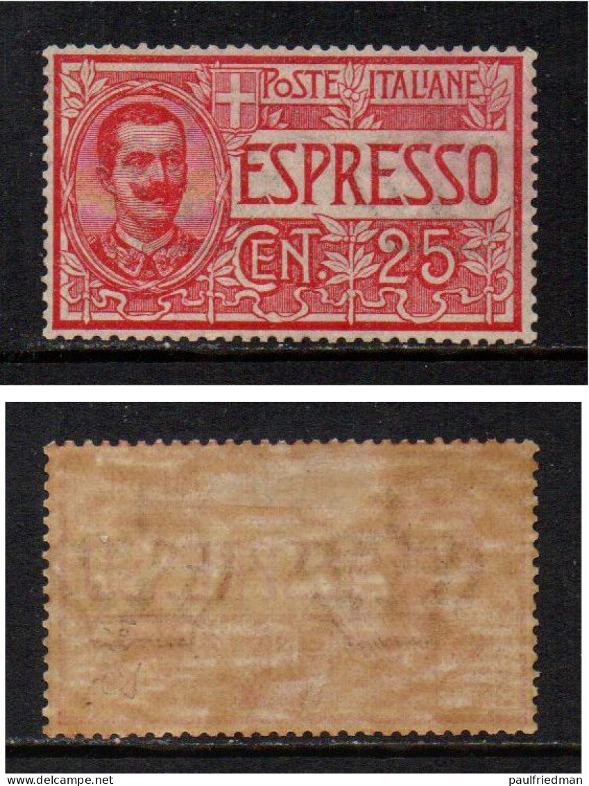 Regno 1903 - Espresso 25 C. - Nuovo Traccia/Residuo Linguella - MH* - Centrato - Poste Exprèsse