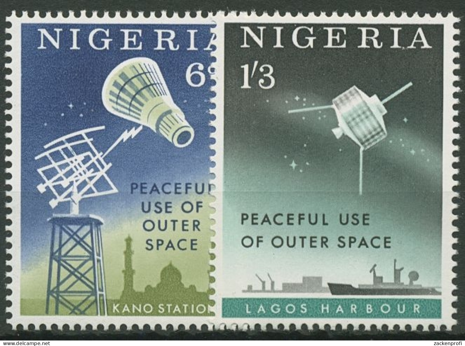 Nigeria 1963 Erforschung Des Weltalls Satellit 134/35 Postfrisch - Nigeria (1961-...)