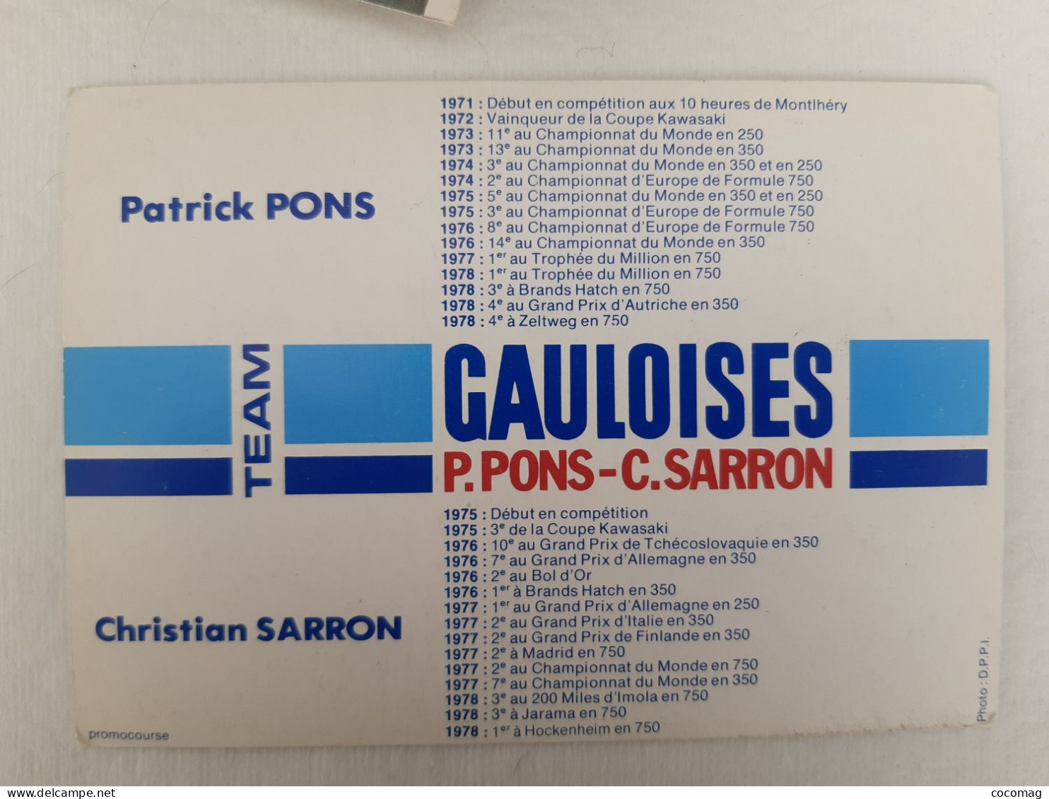 Moto TEAM GAULOISES PATRICK PONS CHRISTIAN SARRON PALMARES - Sport Moto