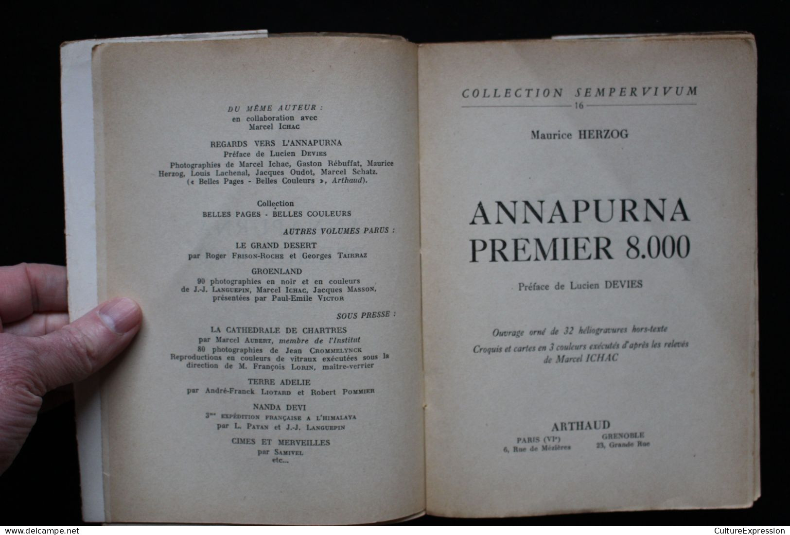 Annapurna premier 8.000 (Arthaud, collection Sempervivum, 1951), roman autobiographique de Maurice Herzog