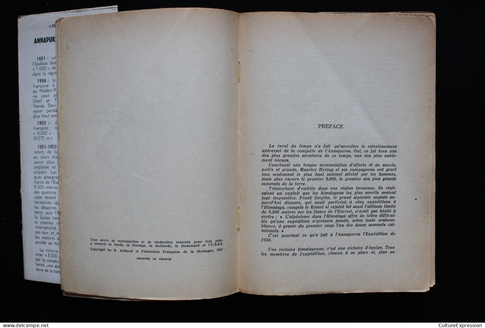 Annapurna premier 8.000 (Arthaud, collection Sempervivum, 1951), roman autobiographique de Maurice Herzog