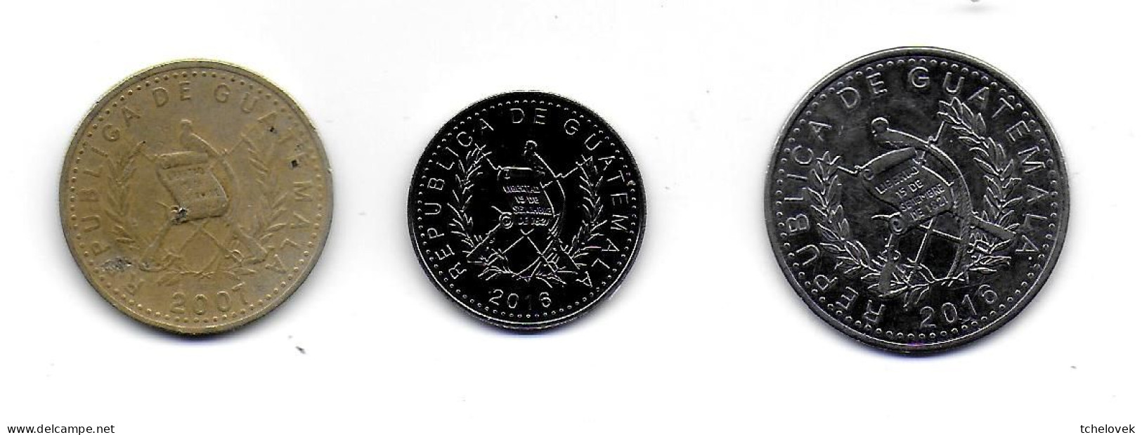 (Monnaies). Guatemala. Lot N°1. 10 C, 25 C 2016 Et 50 C 2007 Deformée - Guatemala