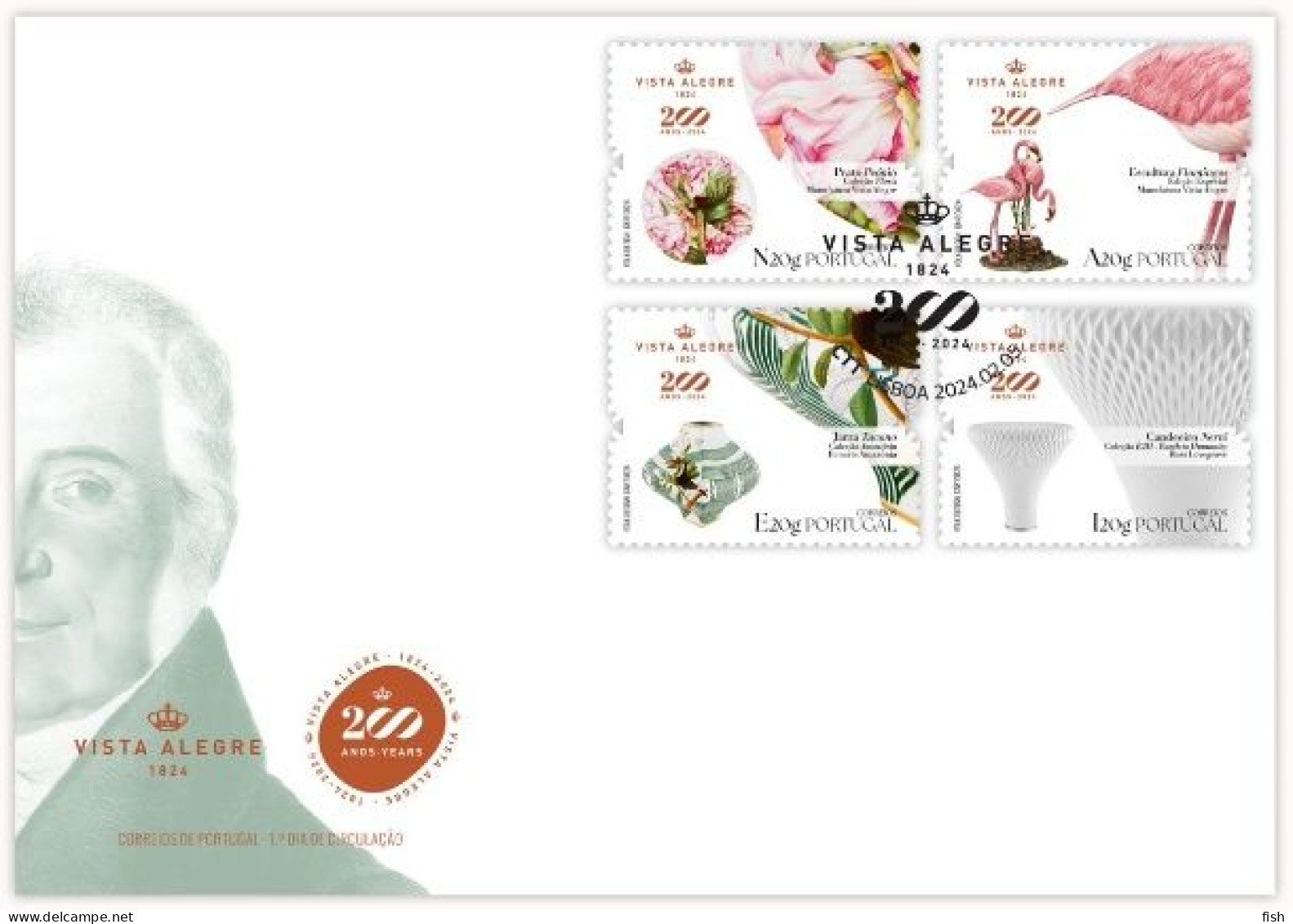 Portugal & FDC 200 Years Of Vista Alegre, Porcelain, Crystal And Glass 2024 (768889) - Vetri & Vetrate