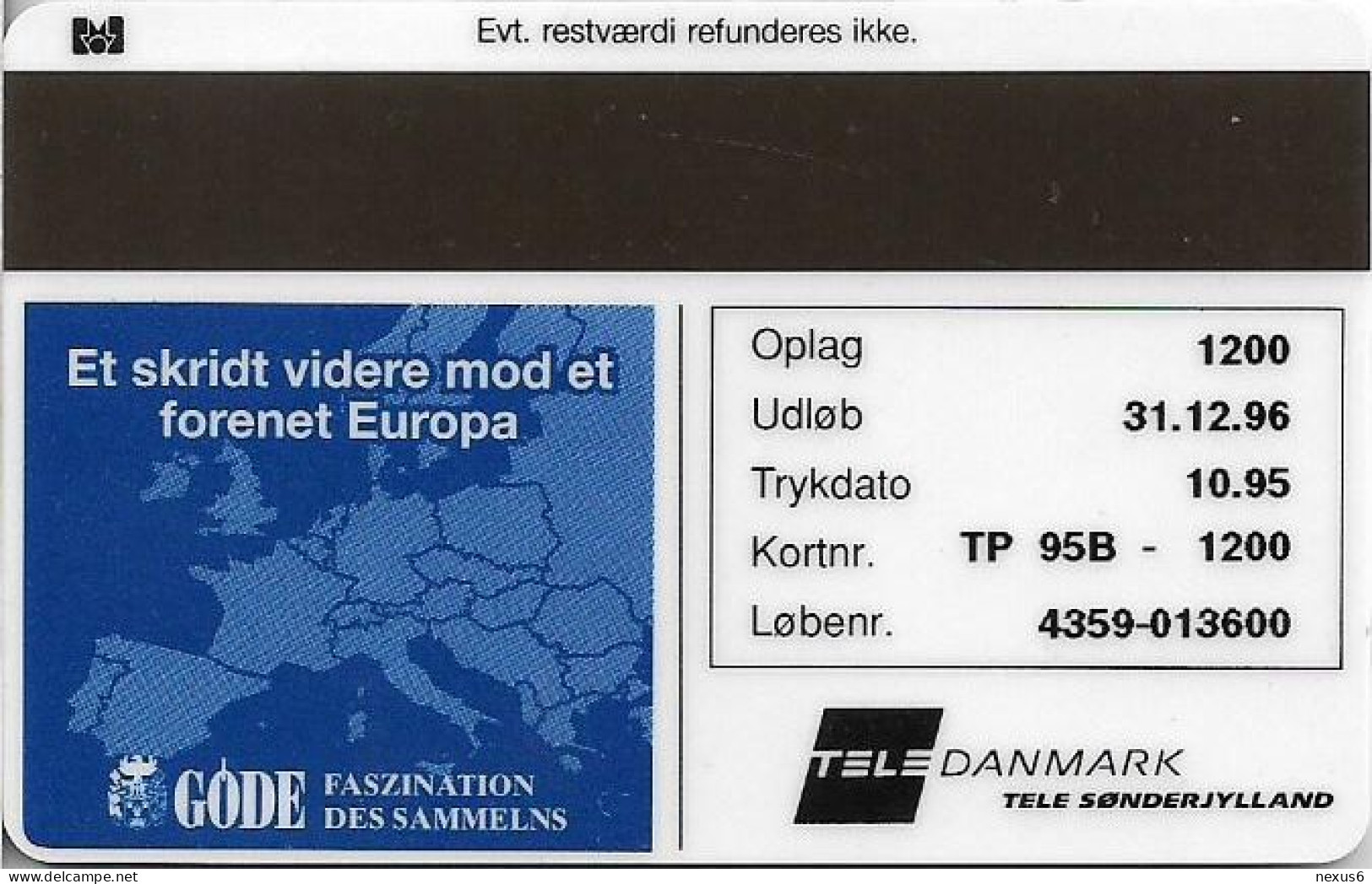 Denmark - TS - Ecu - Netherlands - TDTP095B - 10.1995, 1.200ex, Used - Danimarca