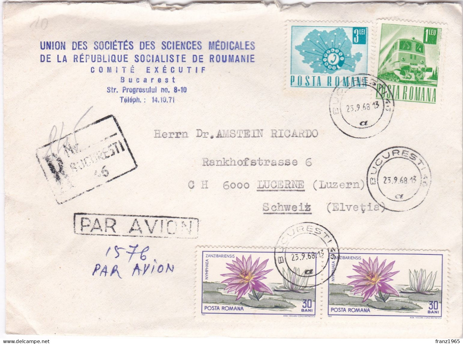 From Romania To Swiss - 1968 - Lettres & Documents