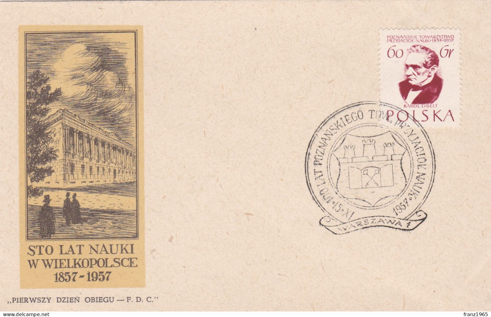 100-lecie Poznańskiego Towarzystwa Przyjaciół Nauk - 1957 - Storia Postale