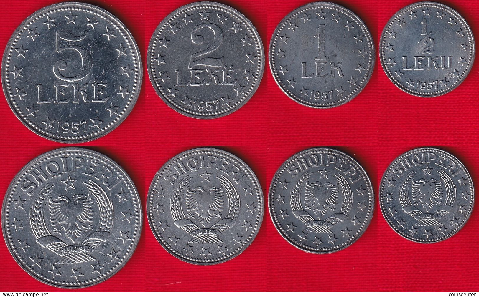 Albania Set Of 4 Coins: 1/2 - 5 Leke 1957 UNC - Albanië