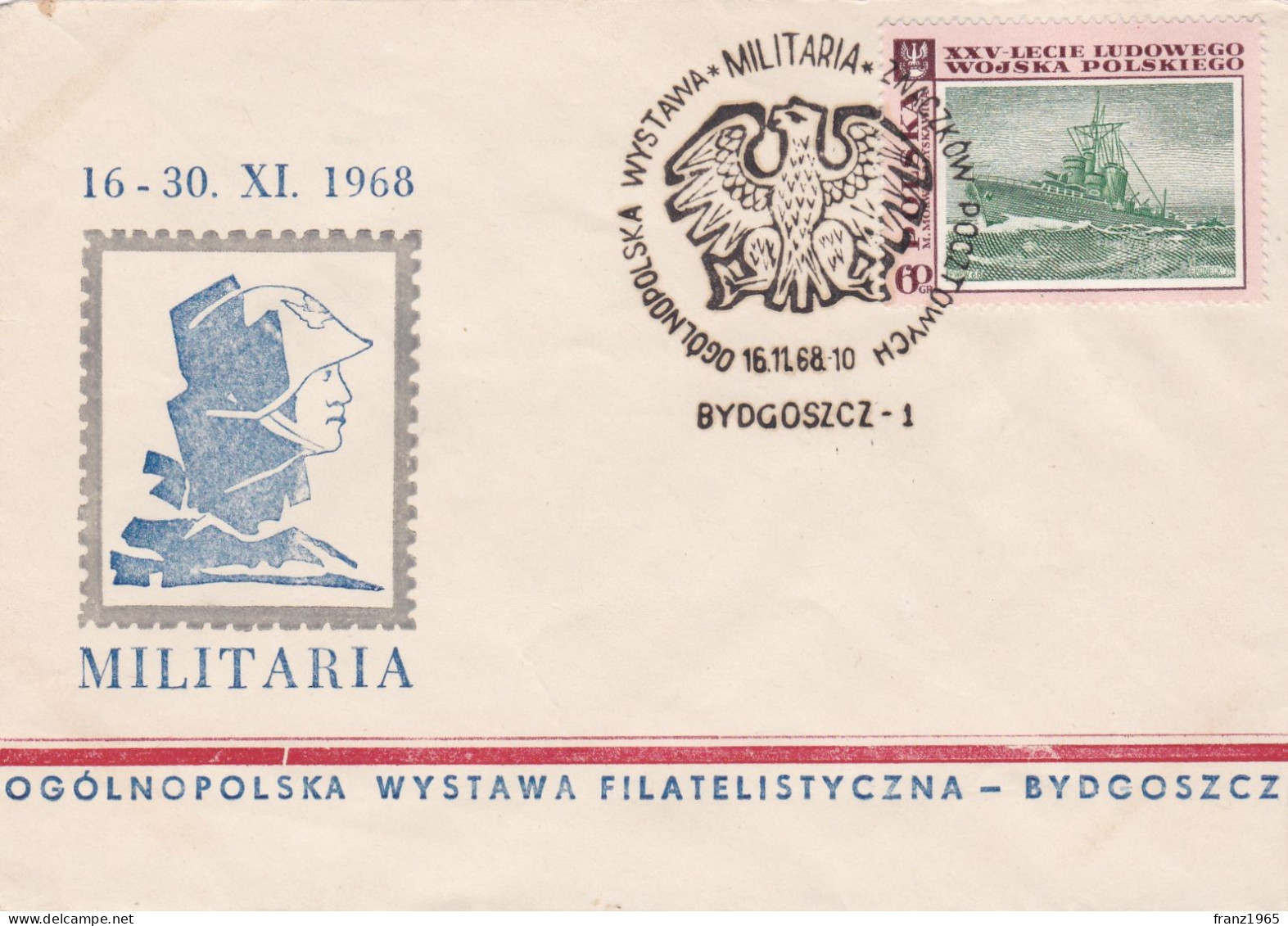Ogolnopska Wystawa Znaczkow Pocztowych - Militaria - Bydgoszcz - 1968 - Lettres & Documents