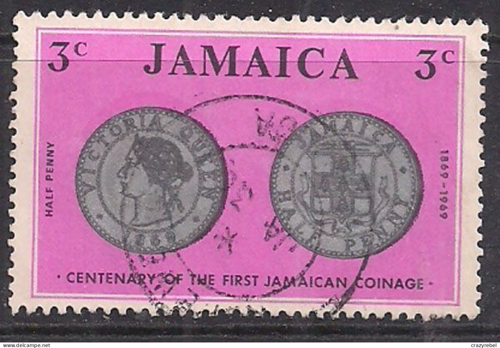 Jamaica 1969 QE2 3c Cent Coinage Used SG 296 ( L511 ) - Jamaica (1962-...)