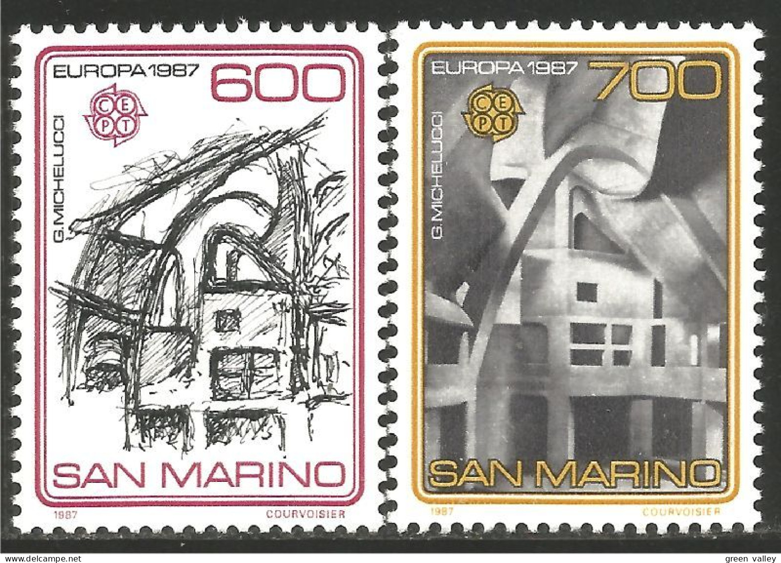 EU87-22b EUROPA-CEPT 1987 San Marino Architecture Moderne MNH ** Neuf SC - Neufs