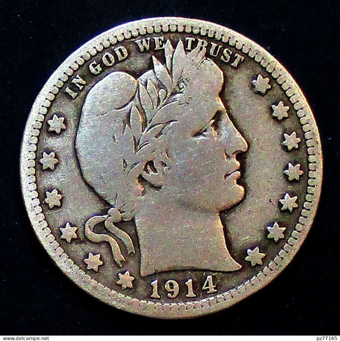 USA. ETATS UNIS. QUARTER DOLLAR 1914 D. 1/4 $.  2 Photos. Argent  Silver - 1892-1916: Barber