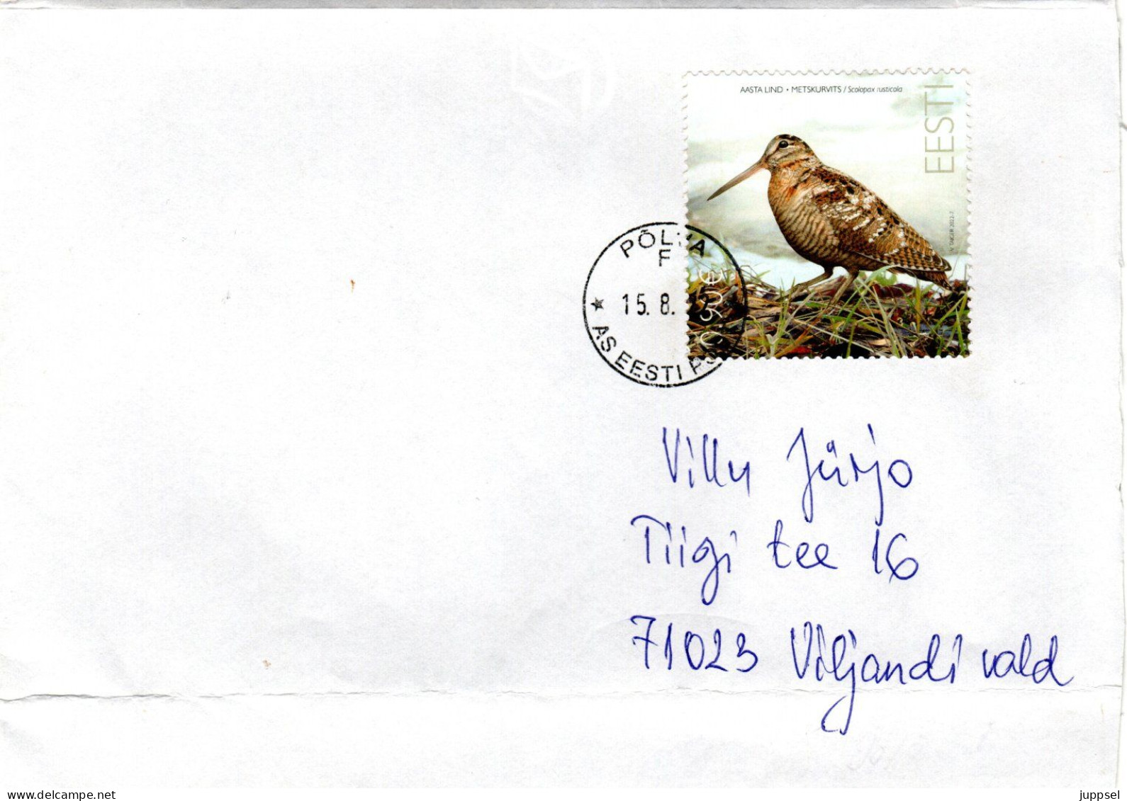 ESTONIA  Letter, Woodcock     /    L`ESTONIE  Enveloppe, Bécasse Des Bois - Hoendervogels & Fazanten
