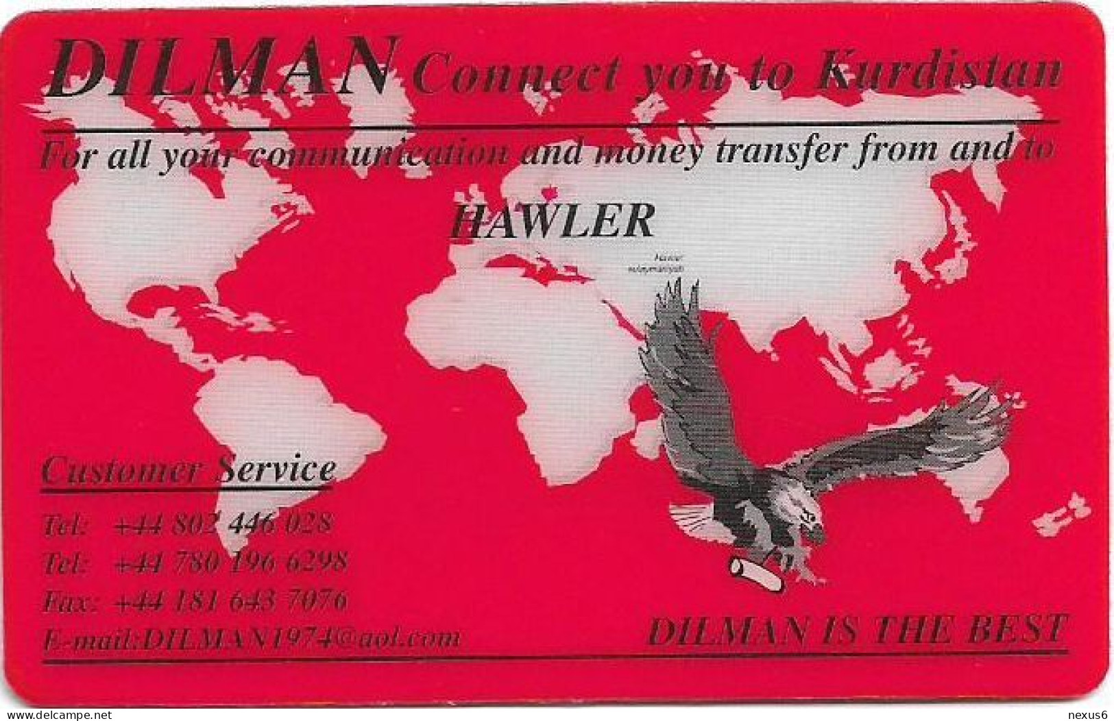 UK & Others - DILMAN (Kurdistan Calls) - Eagle On Red (Hawler), Remote Mem. 5£, Used - Emissions Entreprises