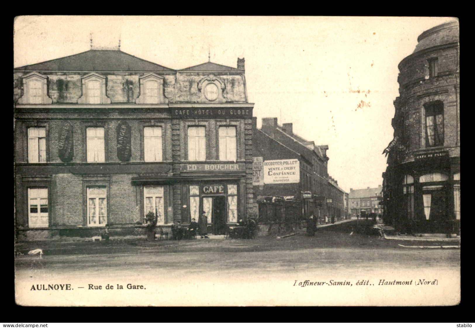 59 - AULNOYE - RUE DE LA GARE - CAFE-HOTEL DU GLOBE,  ED. BOUCHER - Aulnoye