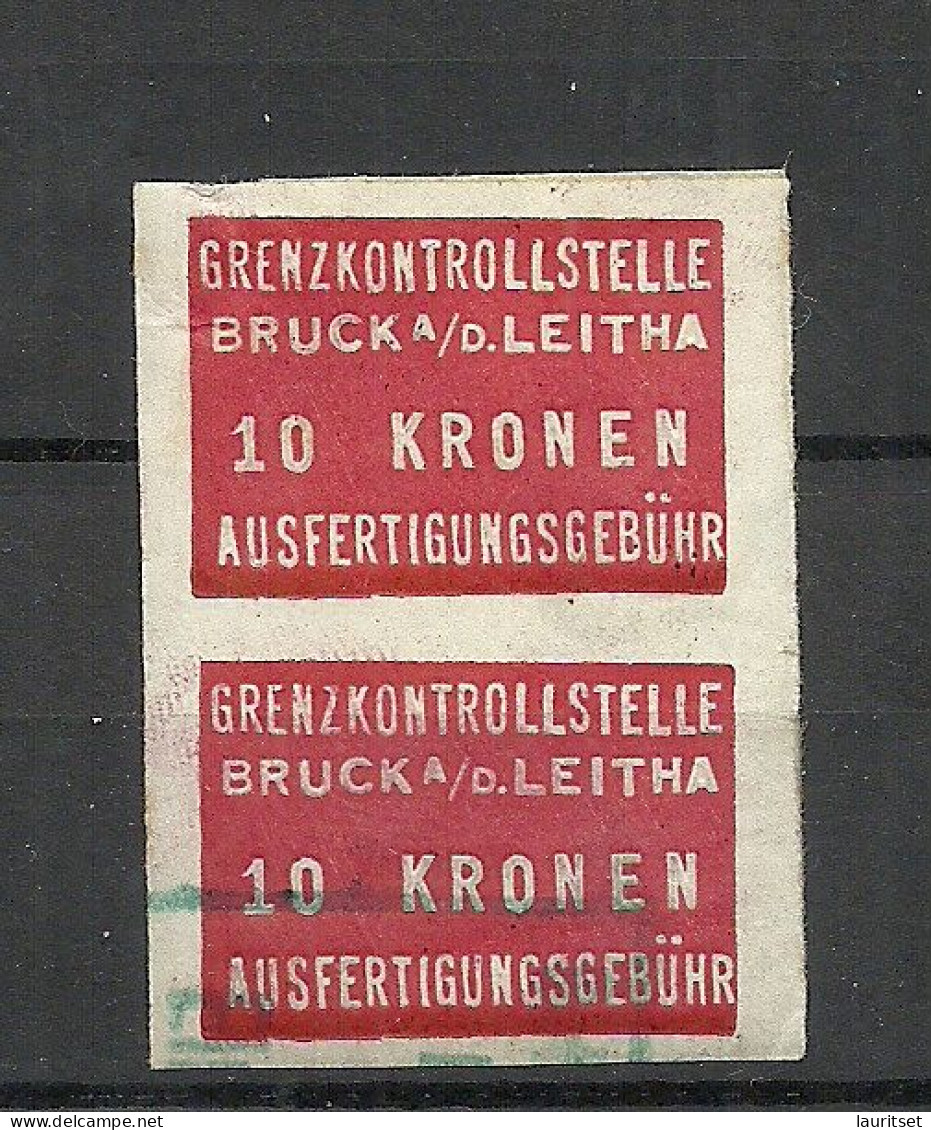 ÖSTERREICH Austria Grenzkontrollstelle BRUCK A/d. Leita Gebührenmarke 10 Kr. As Pair Steuermarke Revenue Tax O - Revenue Stamps