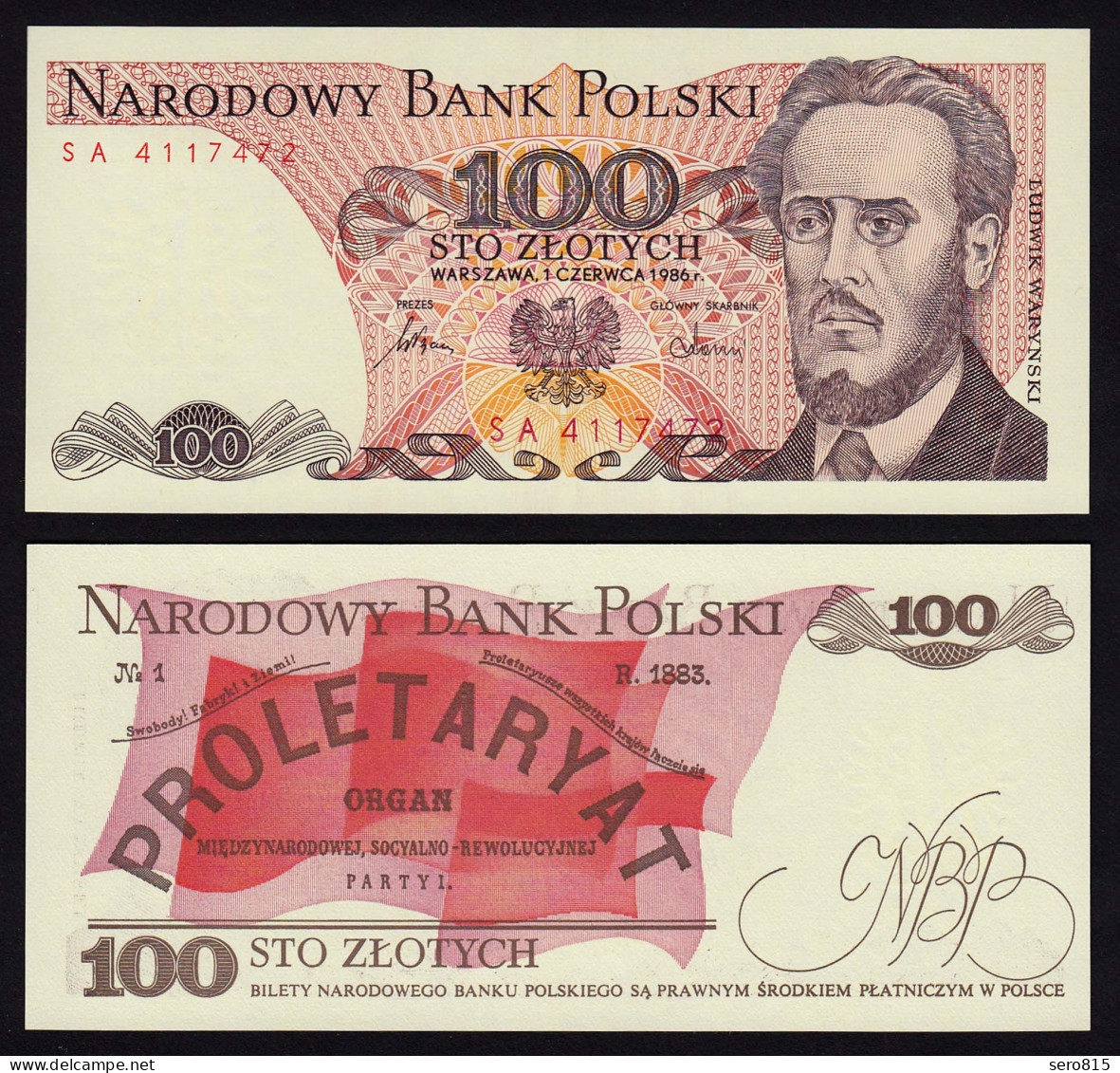 Polen - Poland - 100 Zlotych Banknote 1986 UNC Pick 143e  (16223 - Pologne