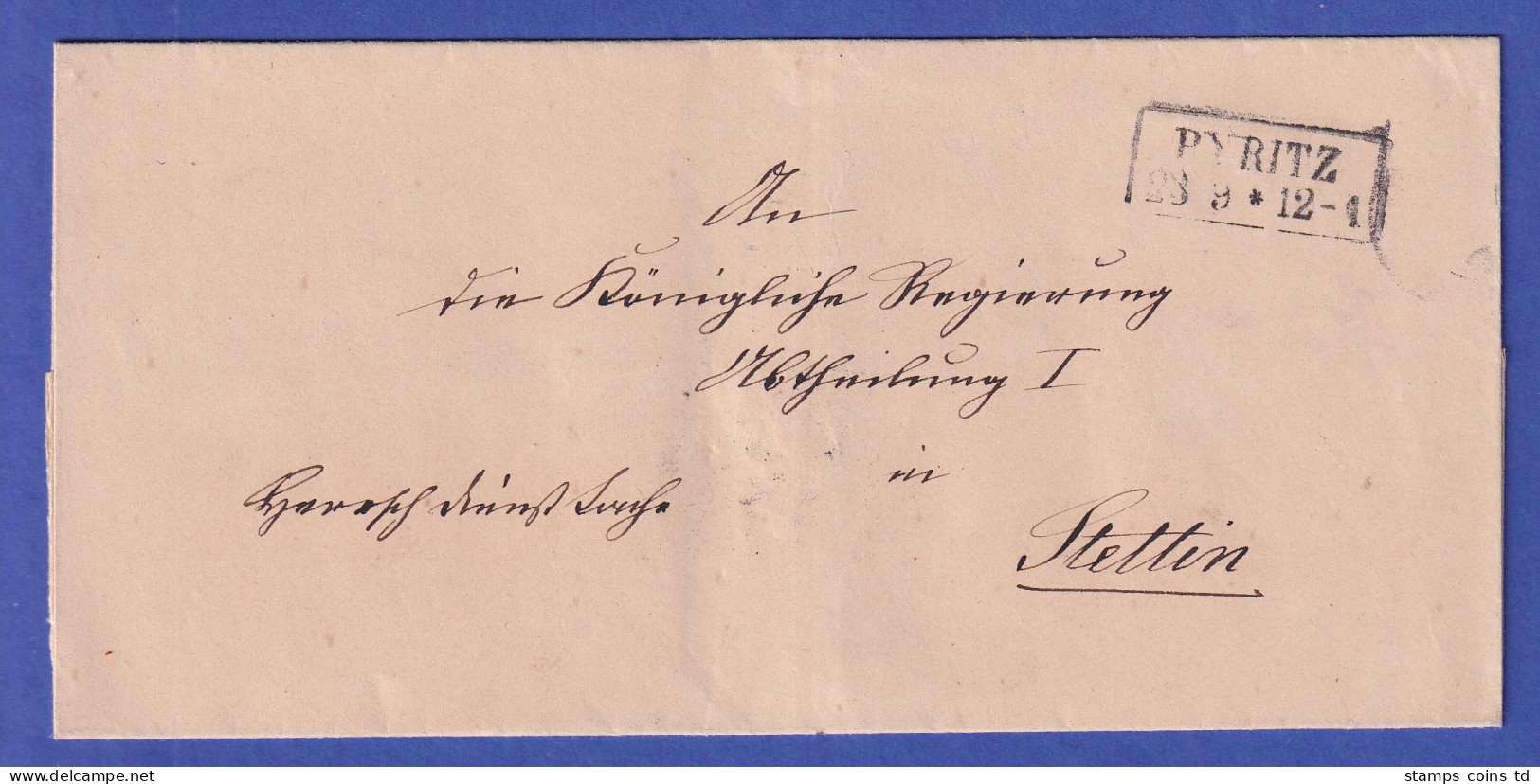 Preußen Dienstbrief Mit Rechteckstempel PYRITZ, Nach 1850 - Sonstige & Ohne Zuordnung