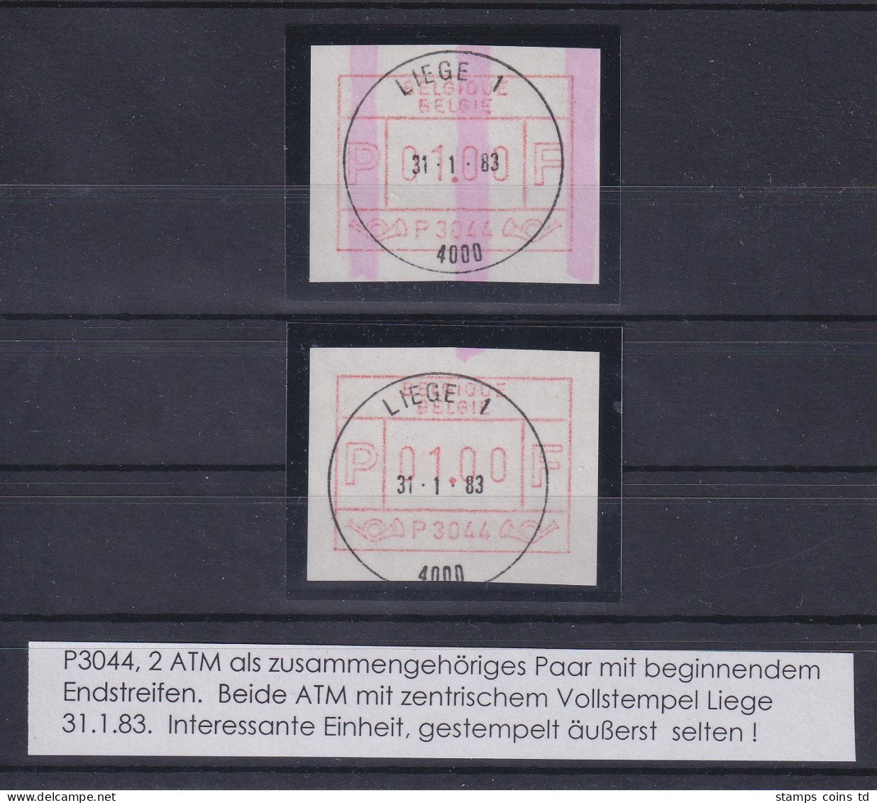 Belgien FRAMA-ATM P3044 Liège Endstreifen-Anfang über 2 ATM, Je Mit ET-Voll-O ! - Sonstige & Ohne Zuordnung