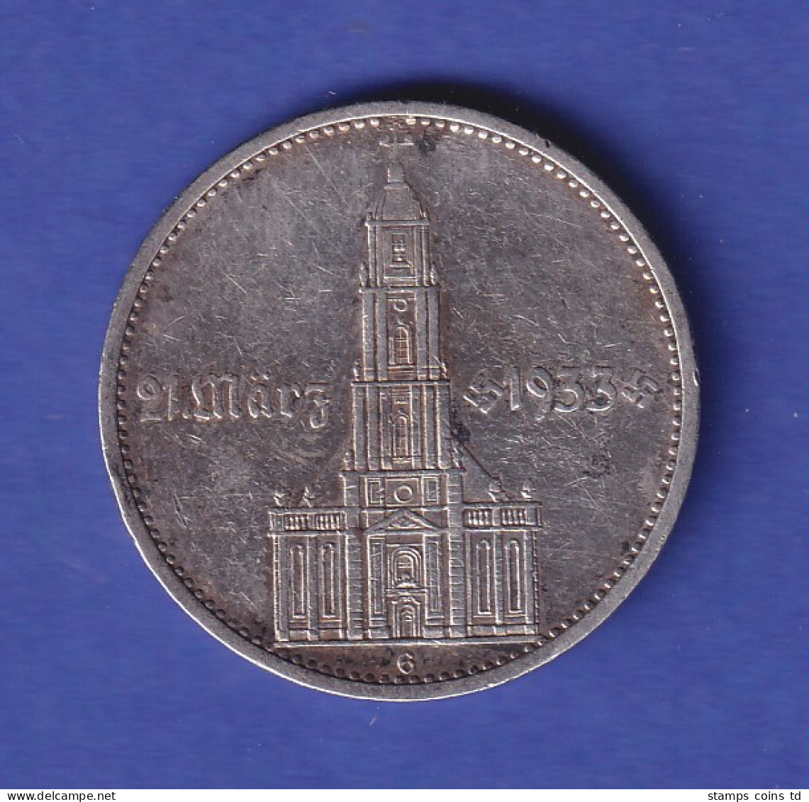Deutsches Reich Silbermünze Garnisonkirche Mit Datum 5 Reichsmark 1934 G - 5 Reichsmark