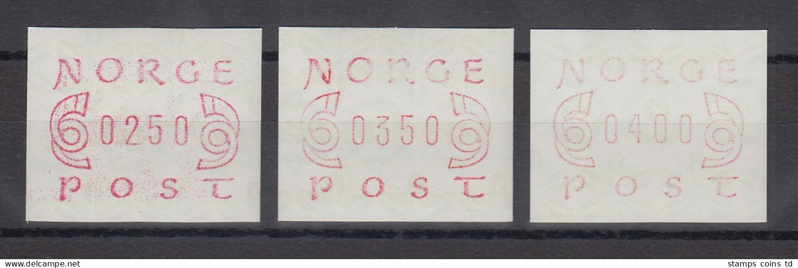 Norwegen 1980 FRAMA-ATM Posthörner Ziffern Schmal Braunrot Satz 250-350-400 **  - Timbres De Distributeurs [ATM]