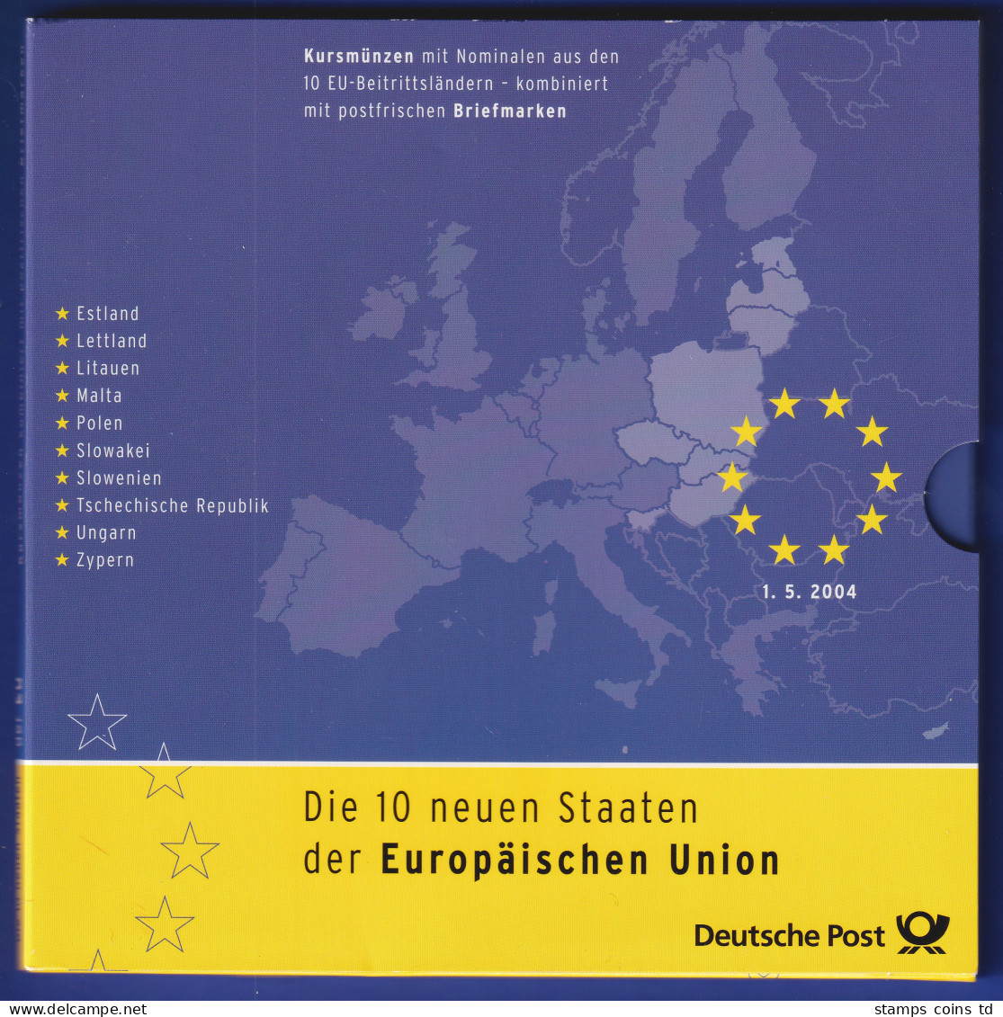 Kursmünzen Und Briefmarken Der Neuen EU-Staaten, Ausgabe Deutsche Post 2004 - Andere - Europa