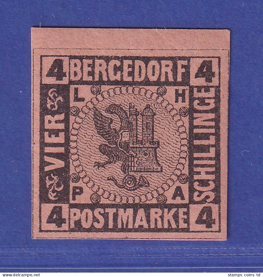 Bergedorf 1861 Wappen 4 Schillinge Mi.-Nr. 5 Postfrisch ** - Hamburg (Amburgo)