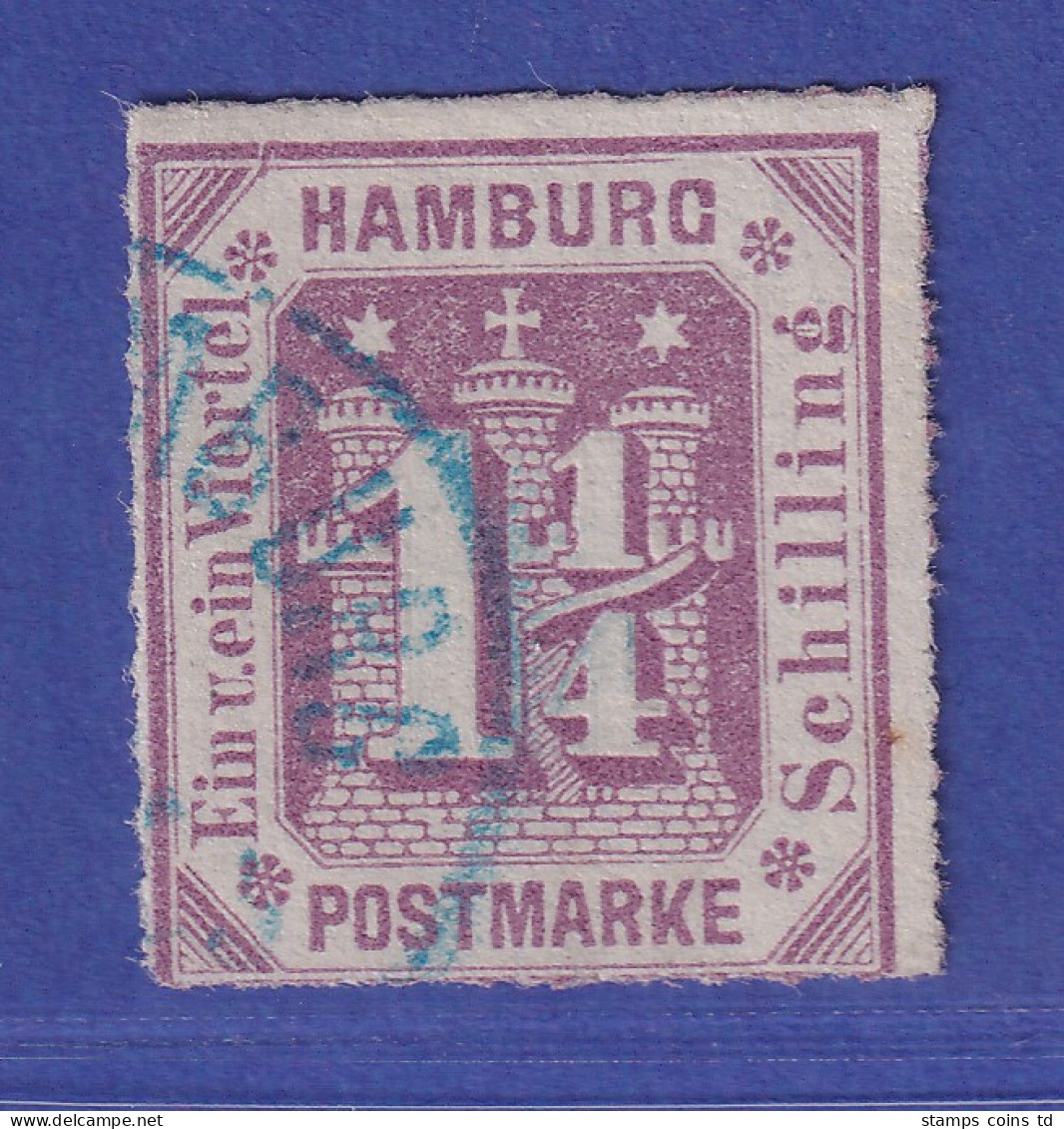 Hamburg 1866 Wertziffer 1 1/4 Schillinge Mi.-Nr. 20 A  O  Gepr. PFENNINGER - Hambourg