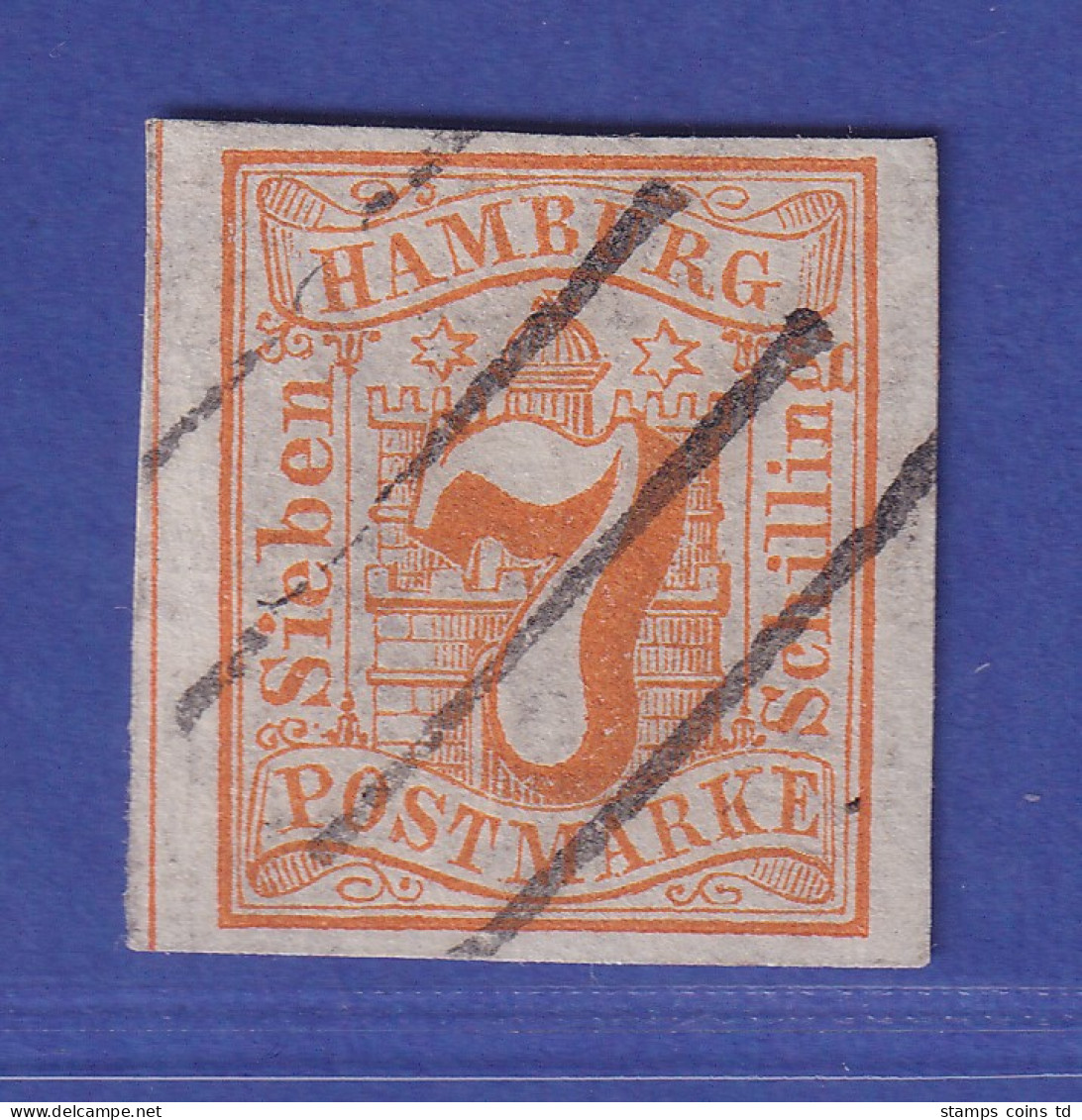 Hamburg 1859 Wertziffer 7 Schillinge Orange Mi.-Nr. 6 Gestempelt Gpr. Bühler - Hambourg