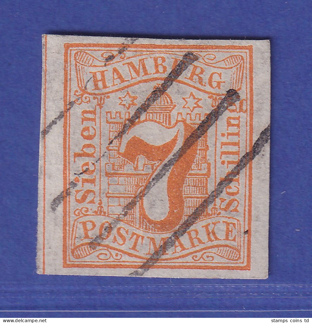 Hamburg 1859 Wertziffer 7 Schillinge Orange Mi.-Nr. 6 Gestempelt Gpr. Bühler - Hamburg